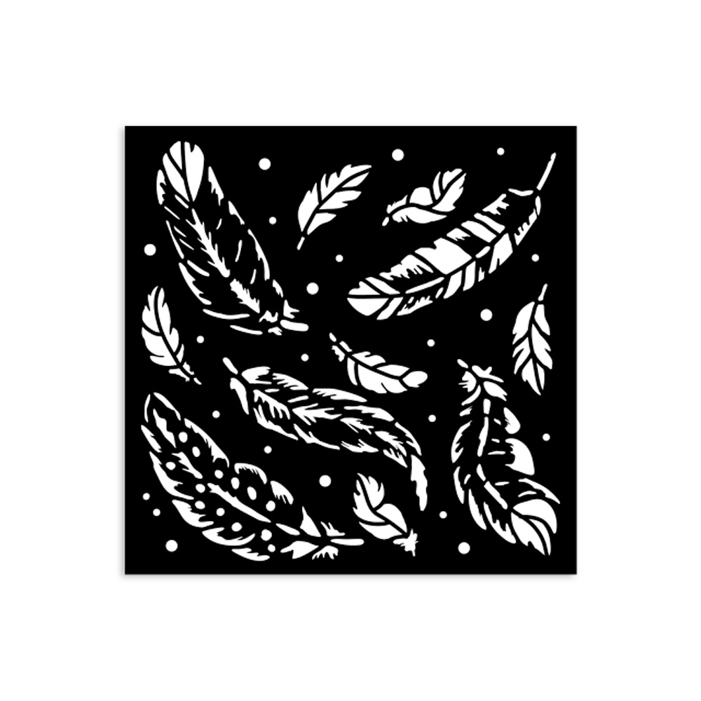 Stamperia Thick stencil cm 12X12 - Herbarium Silvae feather pattern