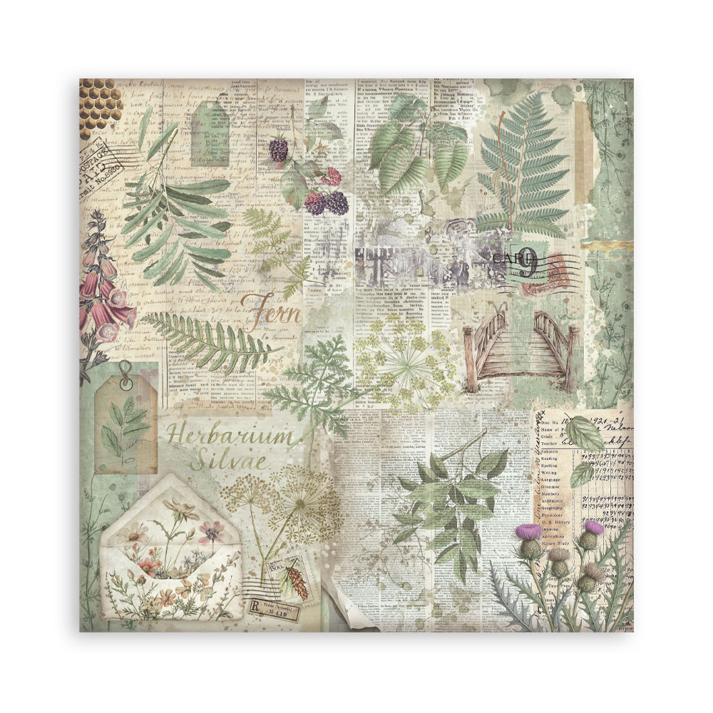 Stamperia Scrapbooking Pad 10 sheets cm 30,5x30,5 (12"x12") Background selection - Herbarium Silvae