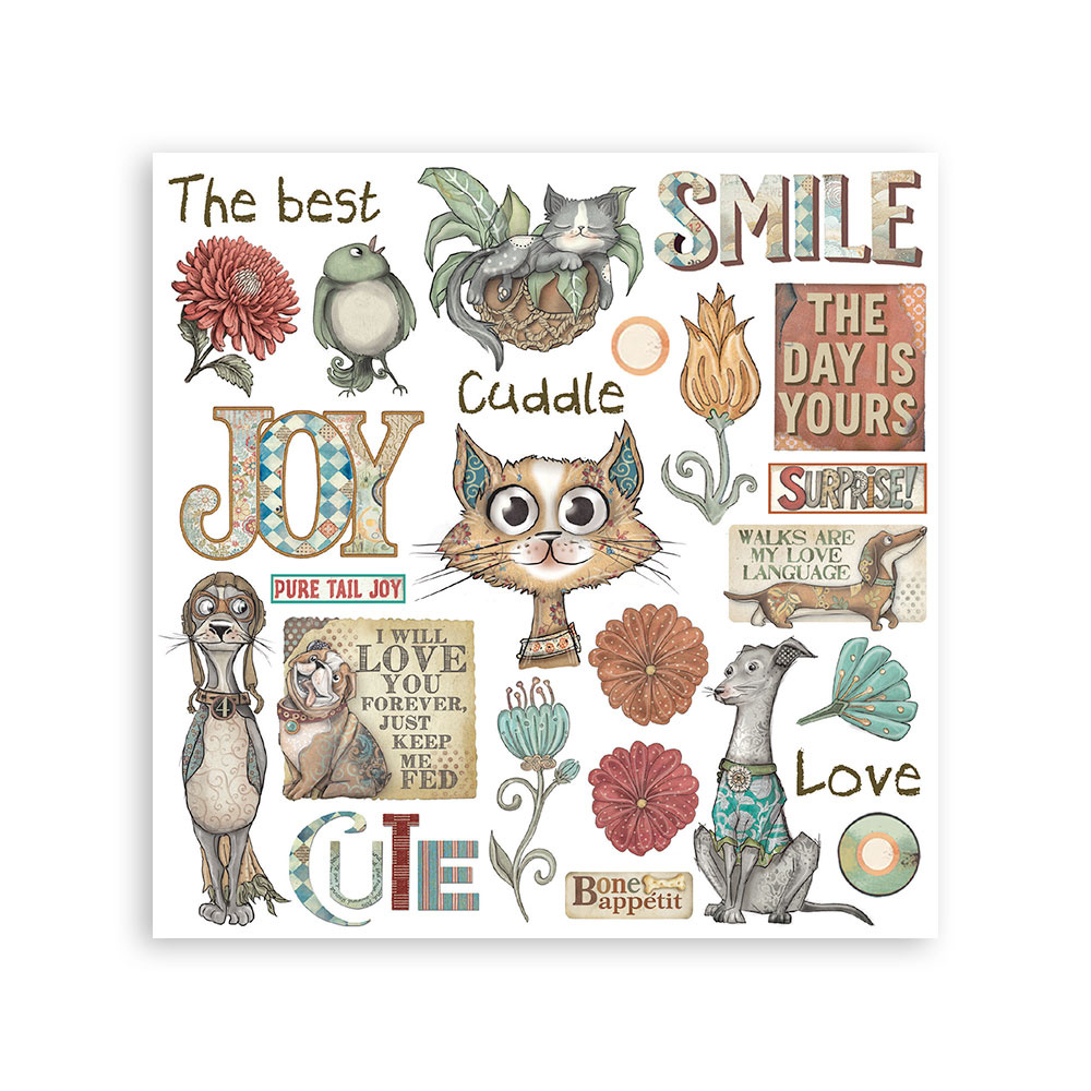 Stamperia Rub on kit cm 15,5x15,5 - 6 pages Furry Friends