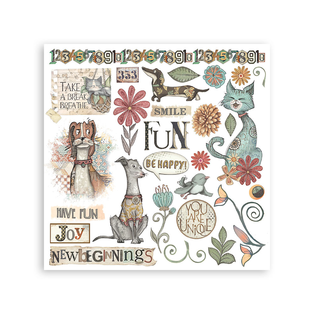 Stamperia Rub on kit cm 15,5x15,5 - 6 pages Furry Friends