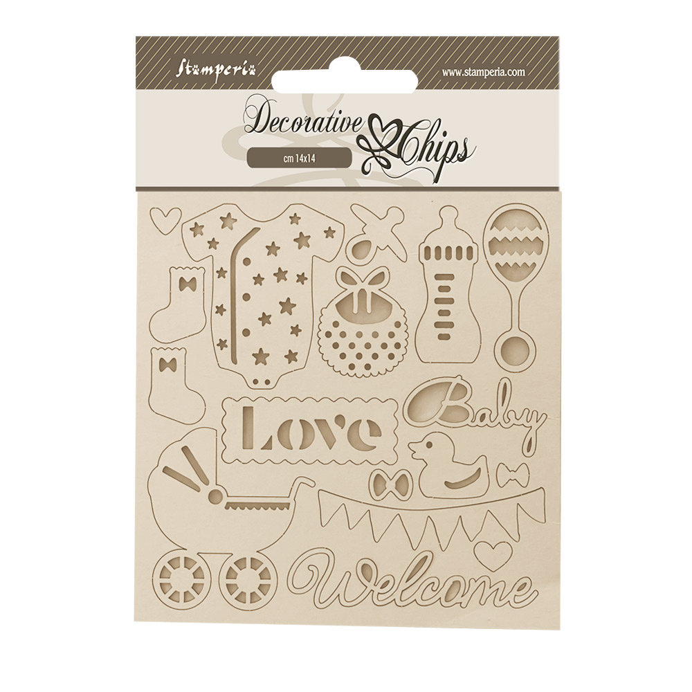 Stamperia Decorative chips cm 14x14 - Baby accessories