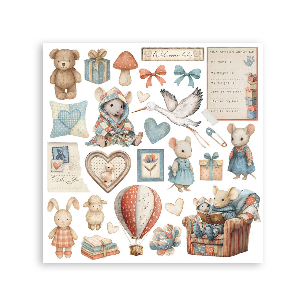 Stamperia Rub on kit cm 15,5x15,5 - 6 pages Baby