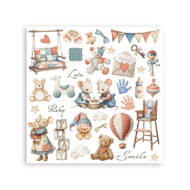 Stamperia Rub on kit cm 15,5x15,5 - 6 pages Baby