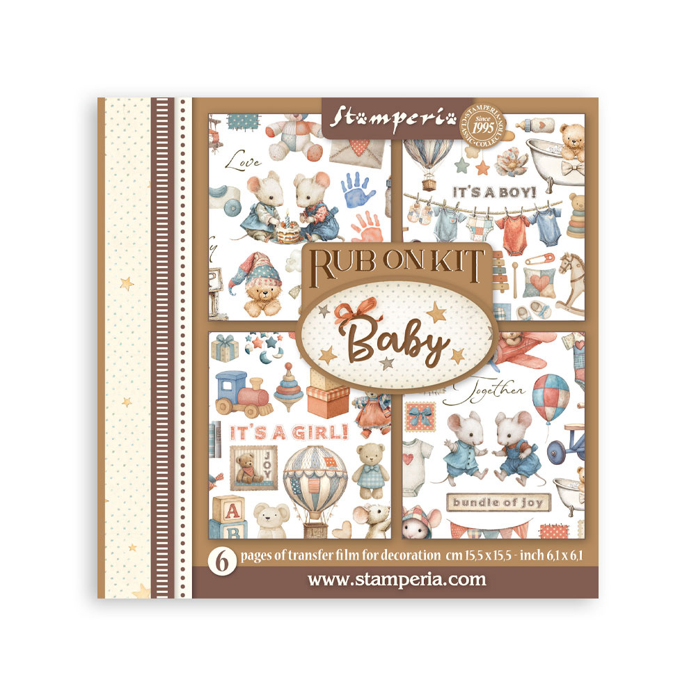 Stamperia Rub on kit cm 15,5x15,5 - 6 pages Baby