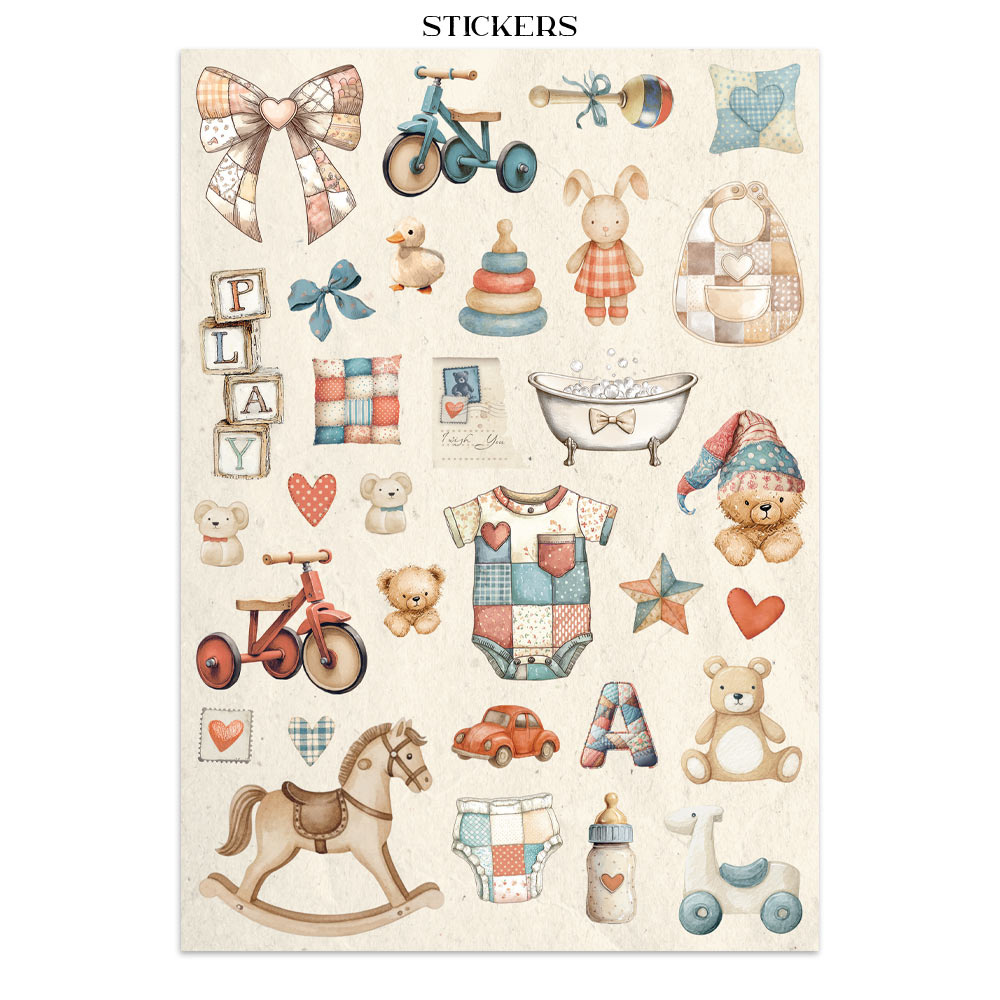 Stamperia Junk journal stickers, cut-outs, backgrounds - Baby
