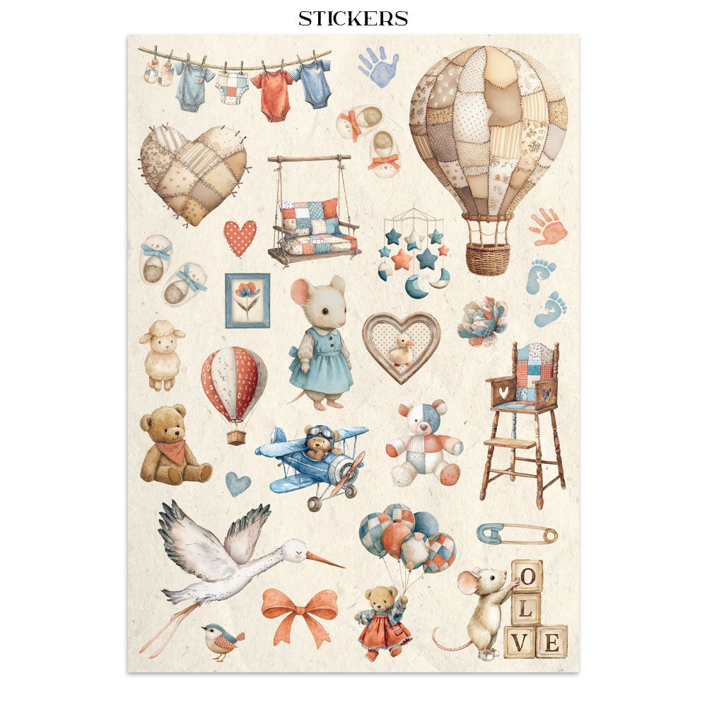 Stamperia Junk journal stickers, cut-outs, backgrounds - Baby