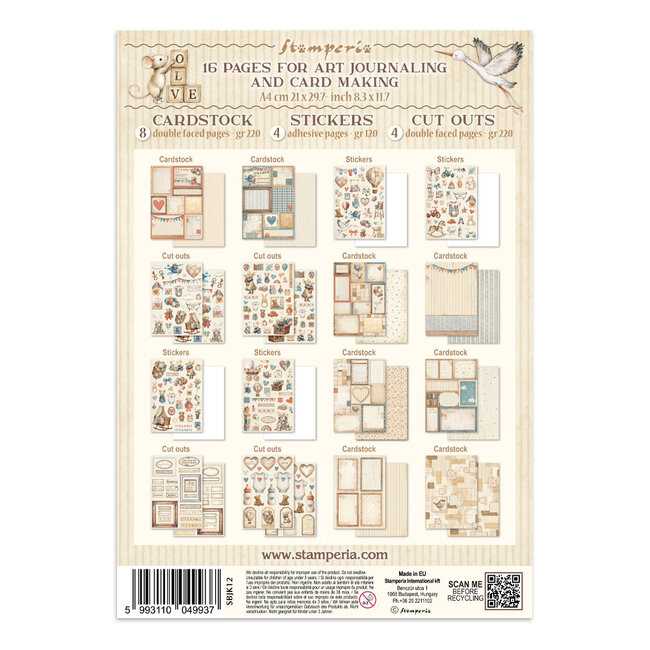 Stamperia Junk journal stickers, cut-outs, backgrounds - Baby