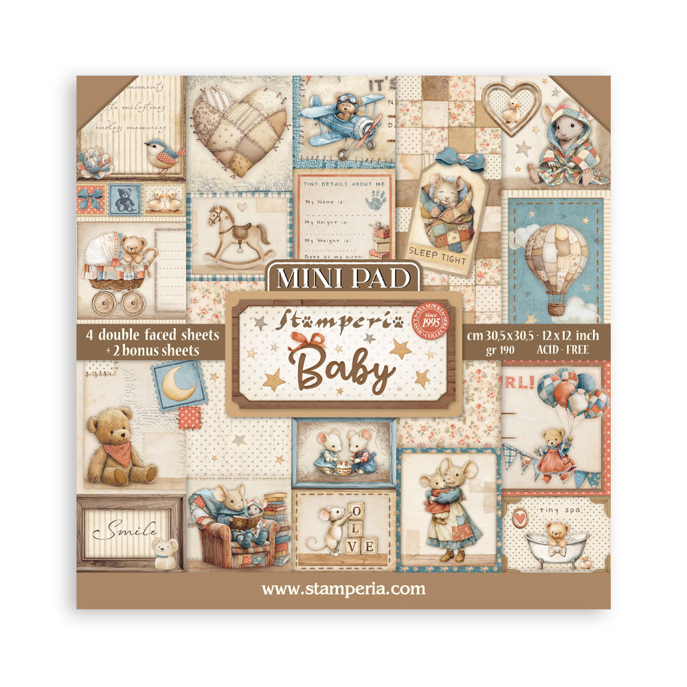 Stamperia Mini Pad 6 sheets cm 30,5x30,5 (12"x12") - Baby