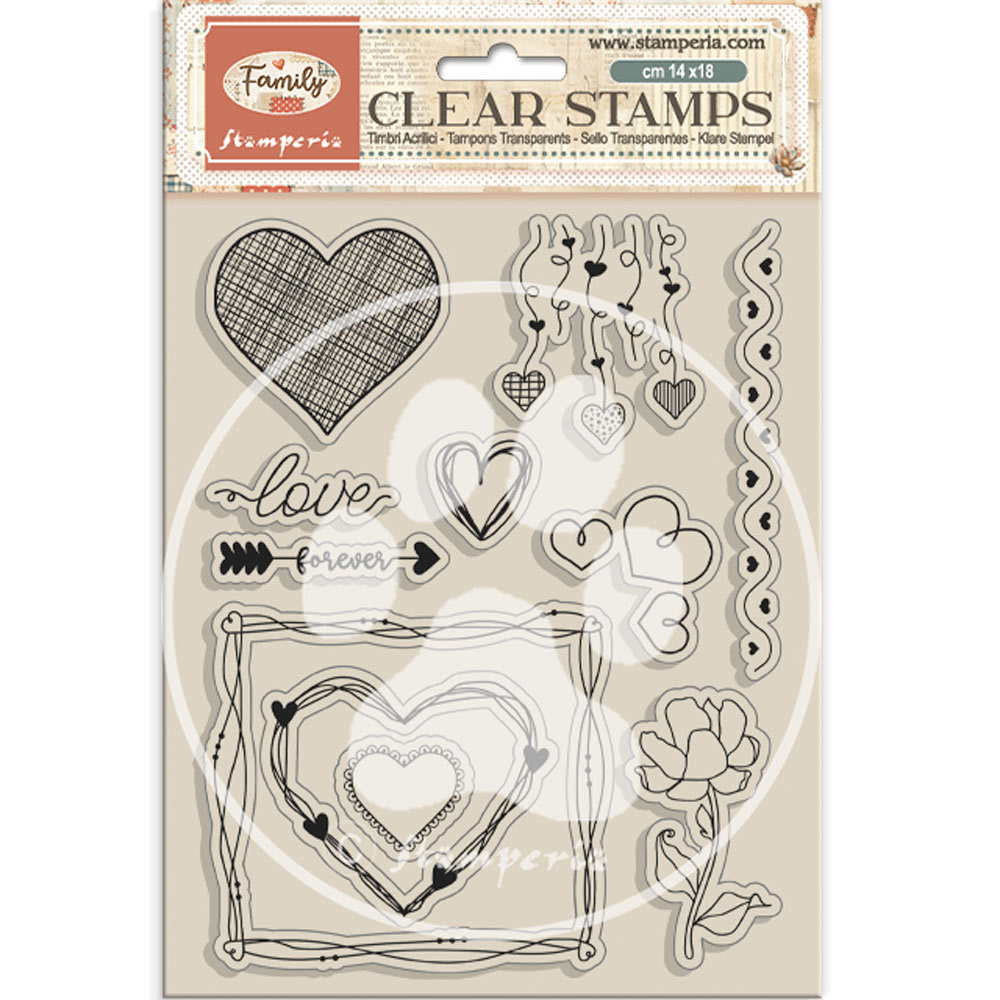 Stamperia Acrylic stamp cm 14x18 - Family hearts