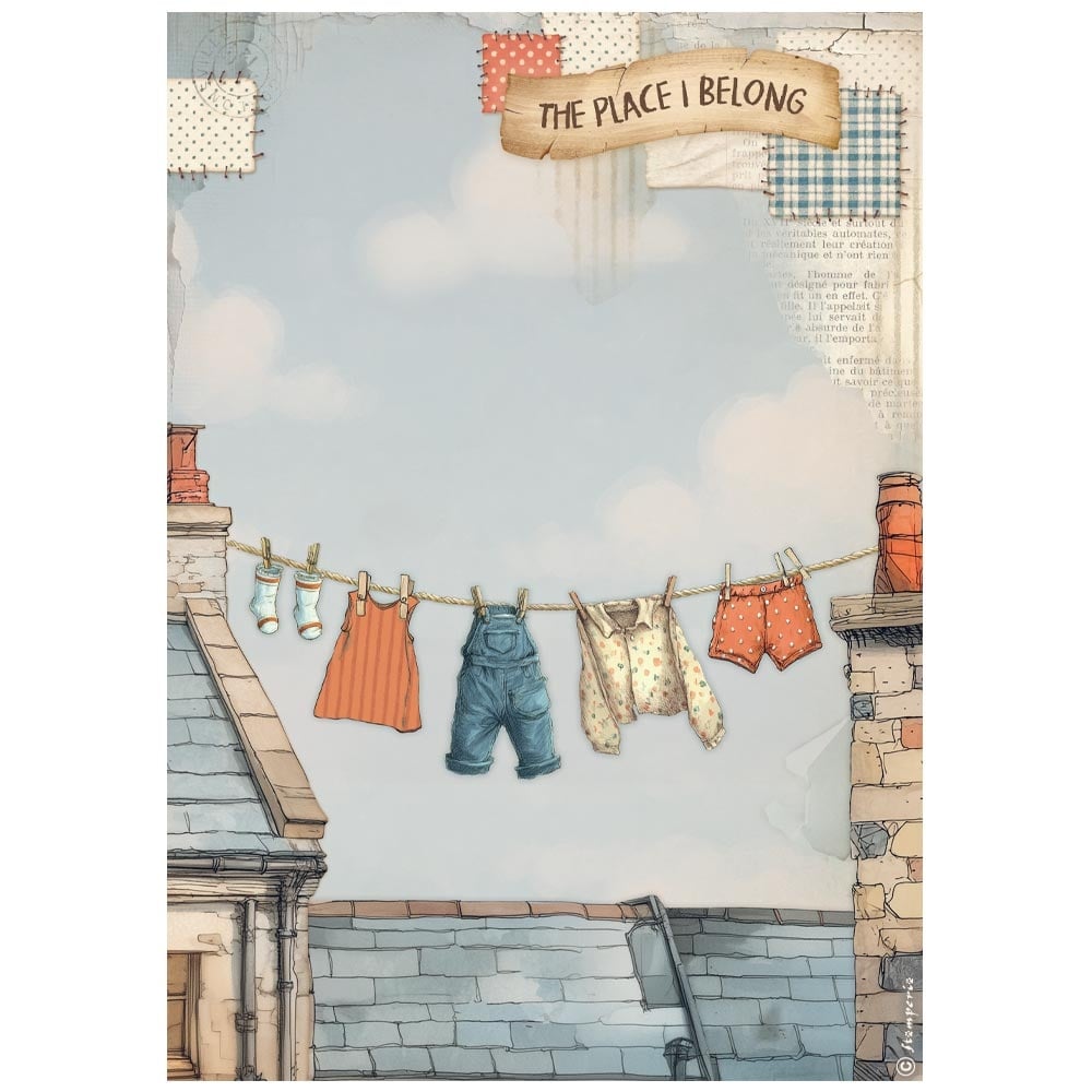 Stamperia A4 Rice paper packed - Family fresh laundry