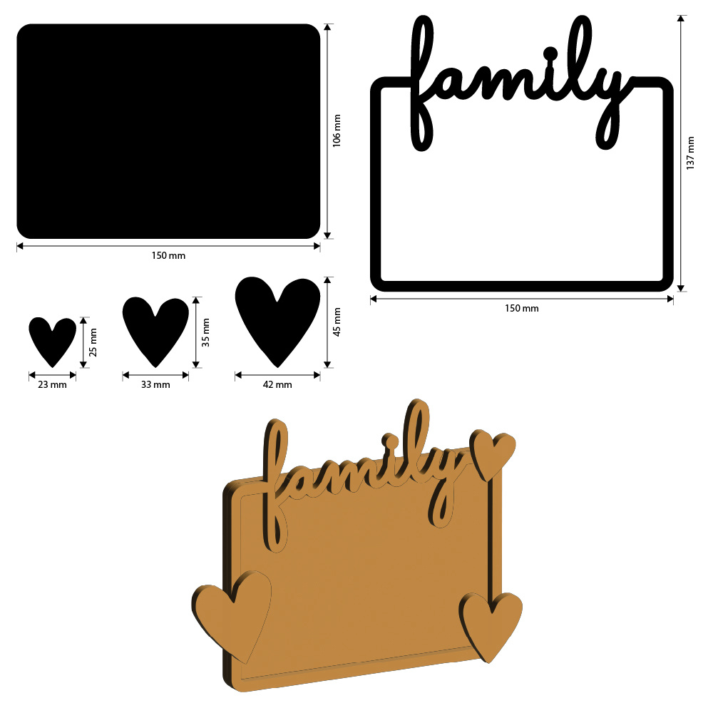 Stamperia Crafty shapes: Family plate family hearts