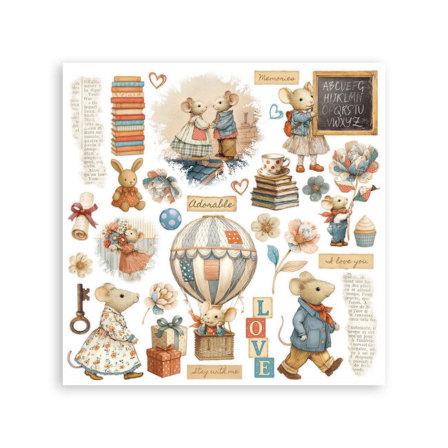 Stamperia Rub on kit cm 15,5x15,5 - 6 pages Family