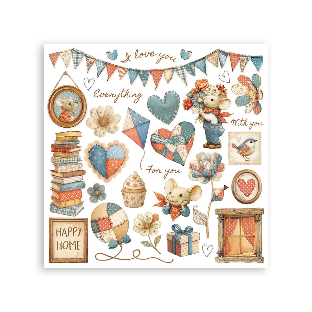 Stamperia Rub on kit cm 15,5x15,5 - 6 pages Family