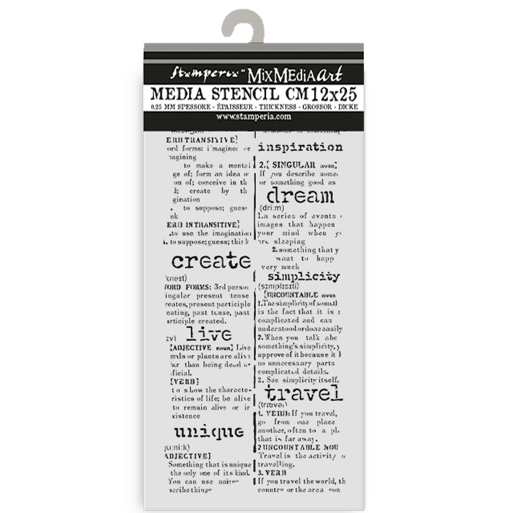 Stamperia Thick stencil cm 12X25 - Create Happiness Secret Diary dictionary