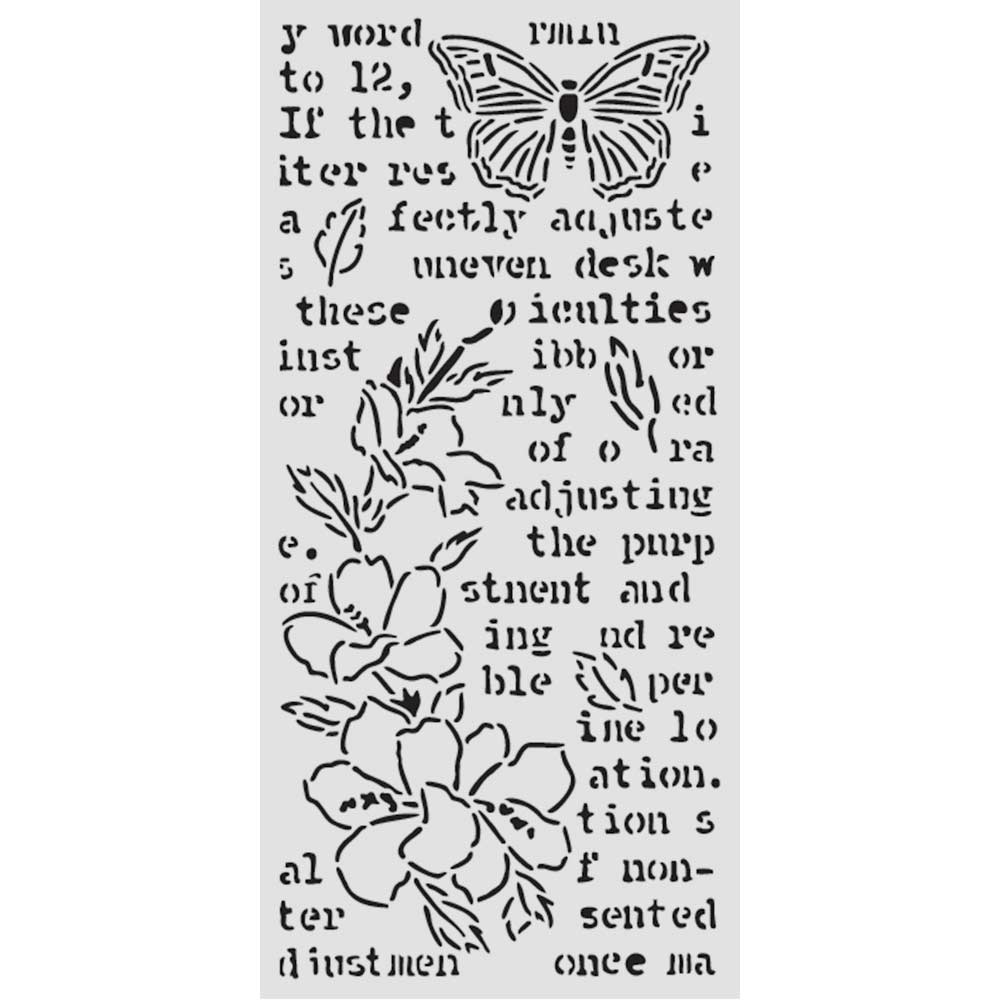 Stamperia Thick stencil cm 12X25 - Secret Diary butterfly and flower