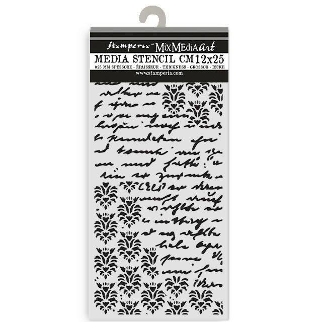 Stamperia Thick stencil cm 12X25 - Secret Diary seal and writings