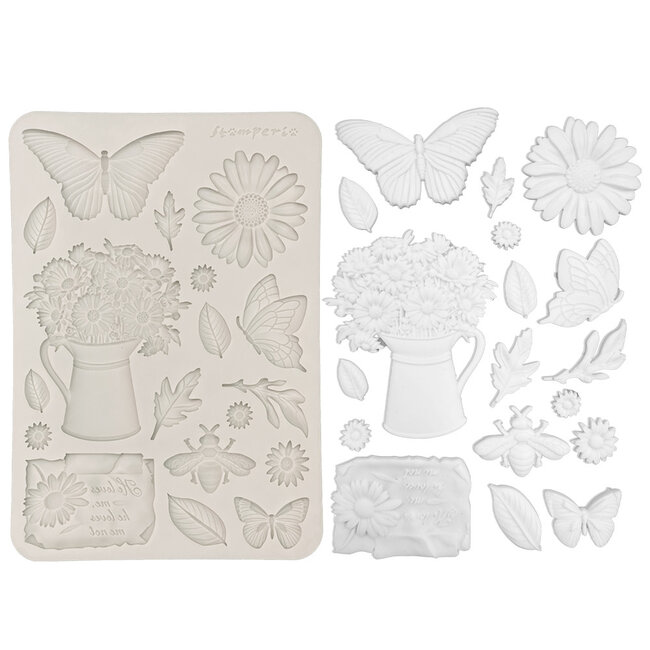 Stamperia Silicon mould A5 - Daisy Art daisy and butterfly