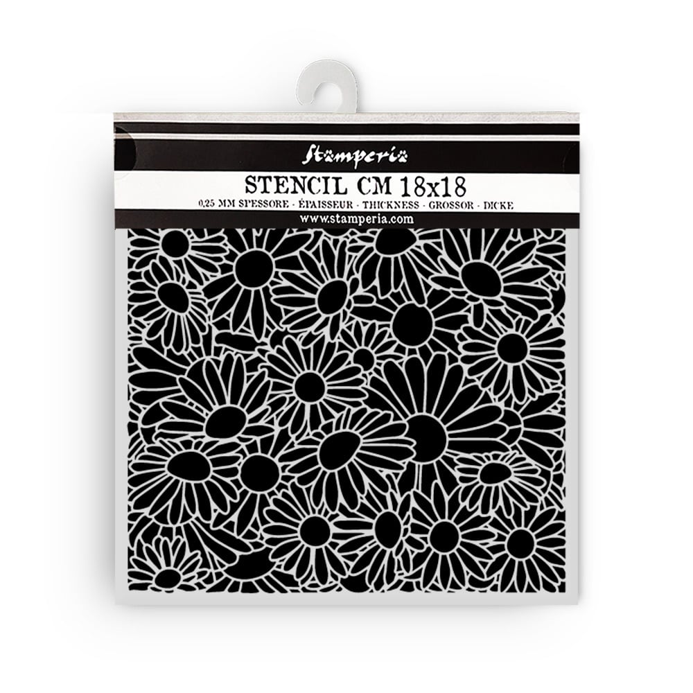 Stamperia Thick stencil cm 18X18 - Daisy Art daisies pattern