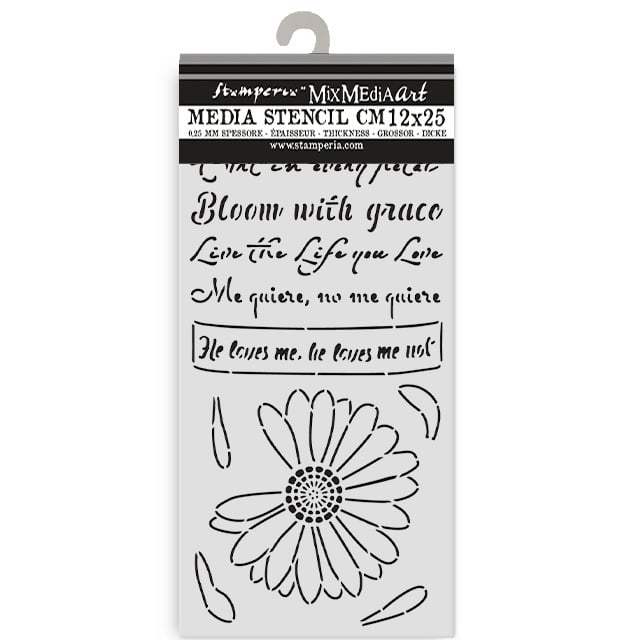 Stamperia Thick stencil cm 12X25 - Daisy Art He Loves me, He loves me not
