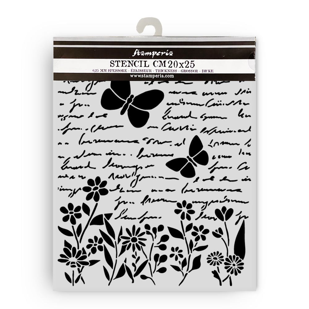Stamperia Thick stencil cm 20X25 - Daisy Art letter and butterfly