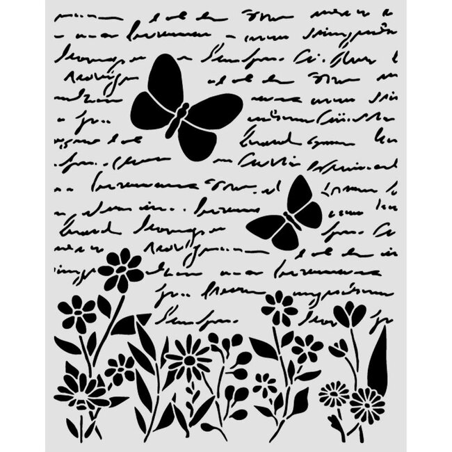 Stamperia Thick stencil cm 20X25 - Daisy Art letter and butterfly