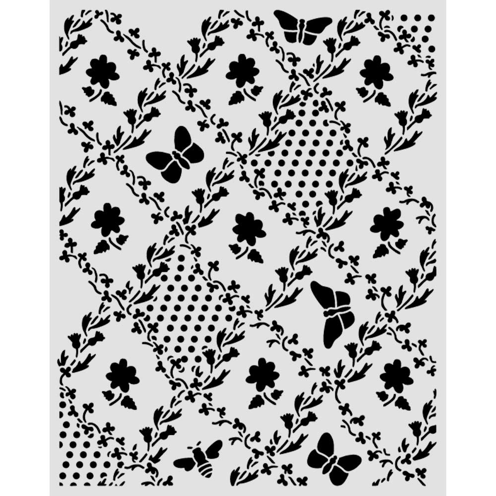 Stamperia Thick stencil cm 20X25 - Daisy Art texture butterfly and daisy