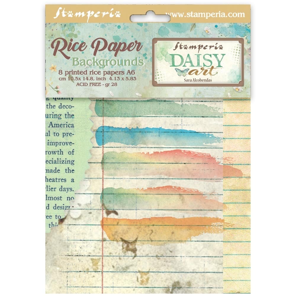 Stamperia Selection 8 Rice paper A6 backgrounds Daisy Art