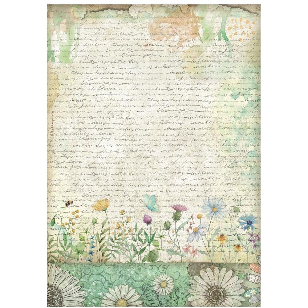 Stamperia A4 Rice paper packed - Daisy Art Handmade letter with flowers