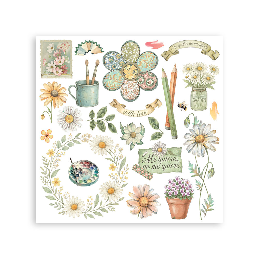 Stamperia Rub on kit cm 15,5x15,5 - 6 pages Daisy Art