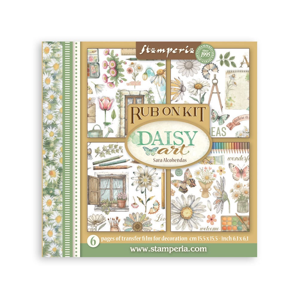 Stamperia Rub on kit cm 15,5x15,5 - 6 pages Daisy Art