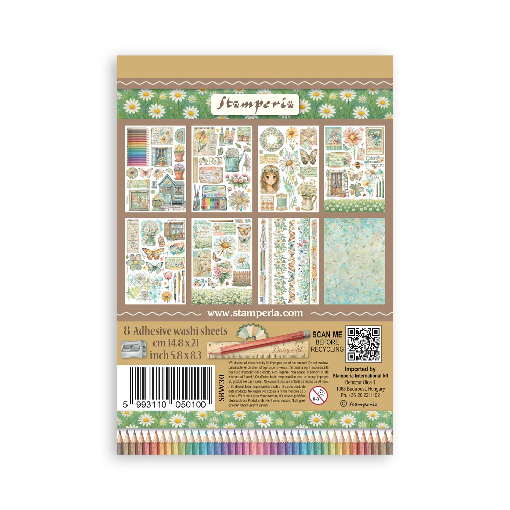 Stamperia Washi pad 8 sheets A5 - Daisy Art