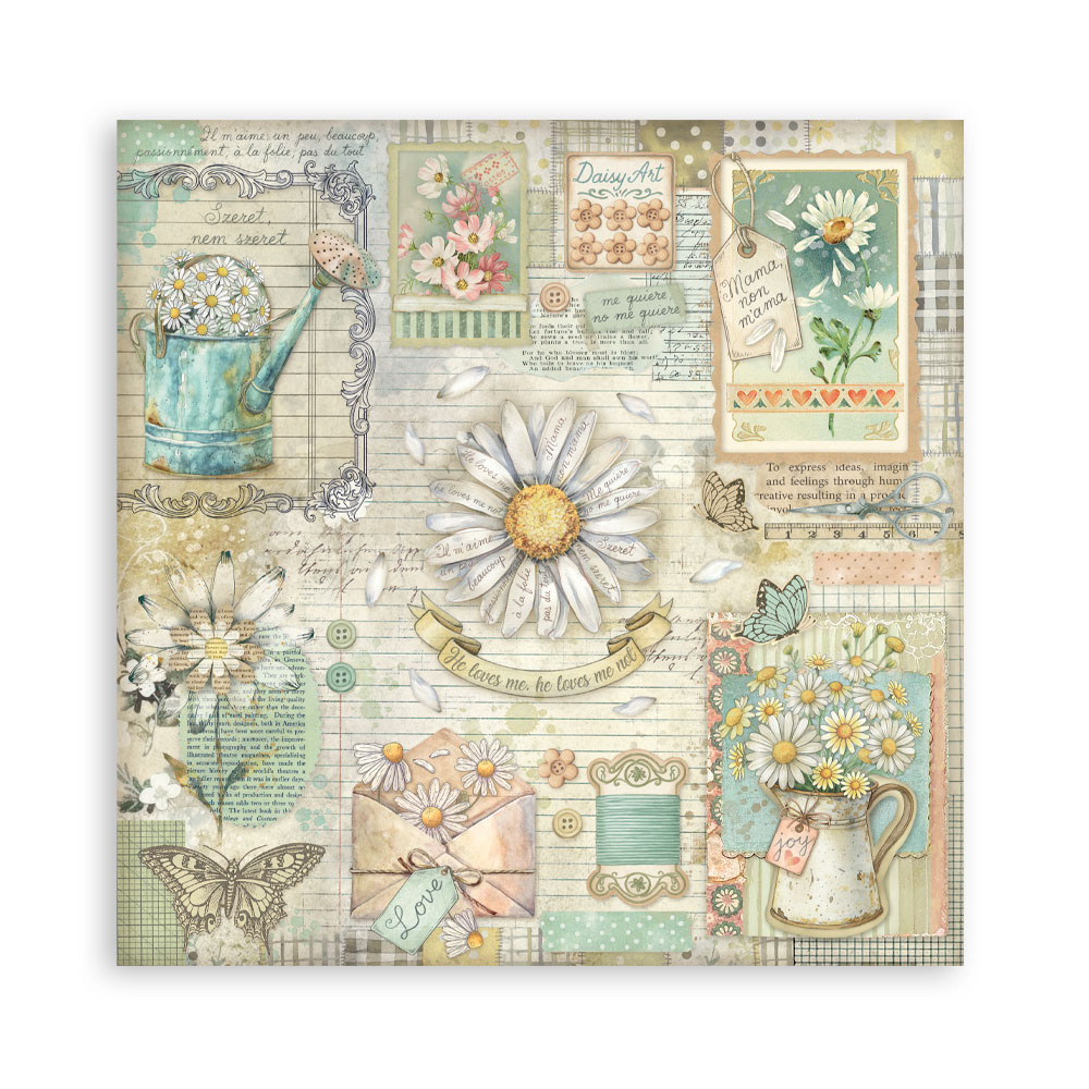 Stamperia Scrapbooking Pad 22 sheets cm 20,3X20,3 (8"X8") Single Face Daisy Art