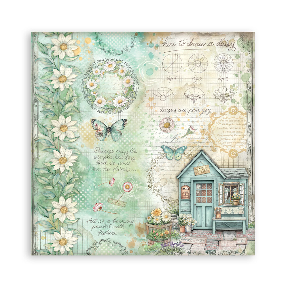 Stamperia Scrapbooking Pad 22 sheets cm 20,3X20,3 (8"X8") Single Face Daisy Art