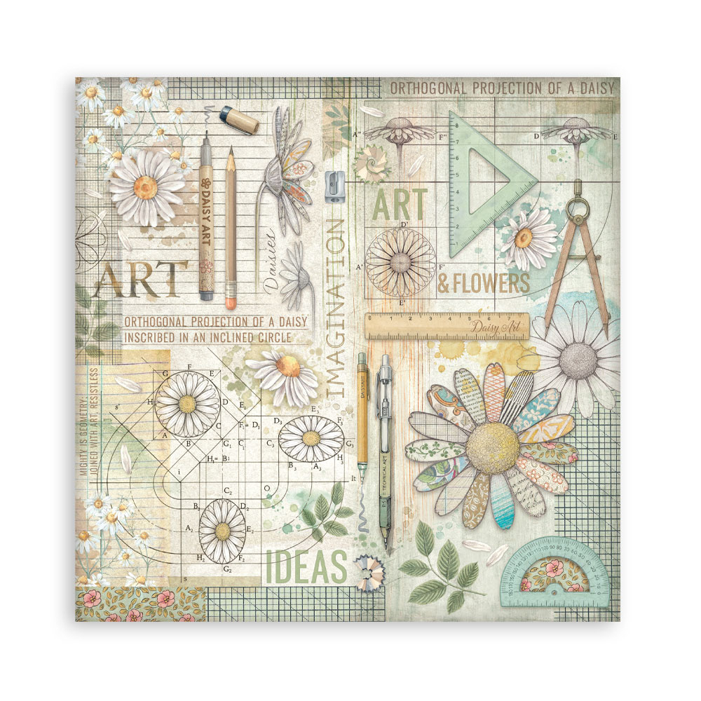 Stamperia Scrapbooking Pad 22 sheets cm 20,3X20,3 (8"X8") Single Face Daisy Art