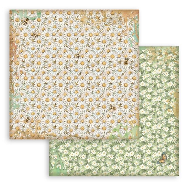 Stamperia Scrapbooking Small Pad 10 sheets cm 20,3X20,3 (8"X8") Backgrounds Selection - Daisy Art