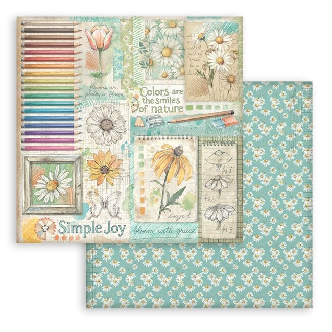 Stamperia Scrapbooking Small Pad 10 sheets cm 20,3X20,3 (8"X8") - Daisy Art