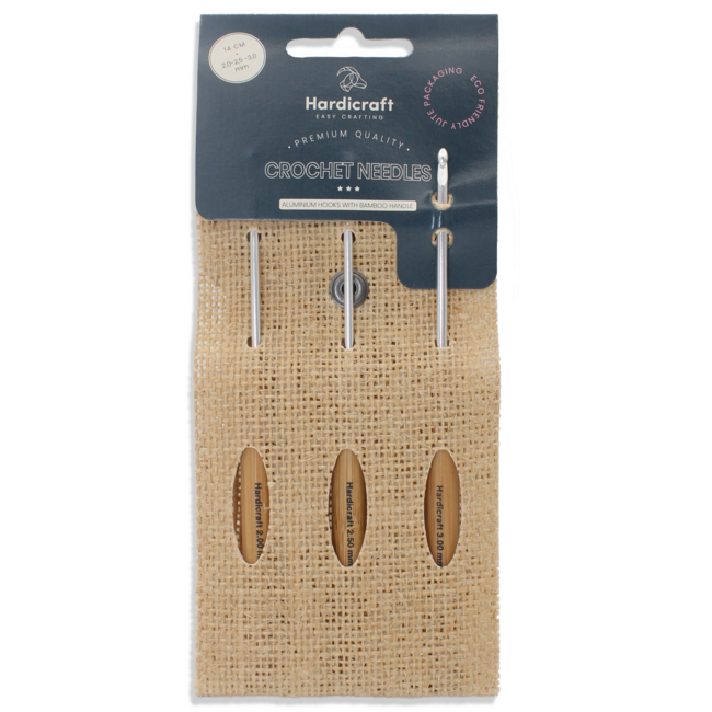 Hardicraft Haaknaalden Set met Ergonomische Bamboe Handgreep – 2.0 / 2.5 / 3.0 mm