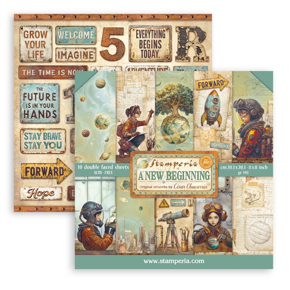 Stamperia Scrapbooking Small Pad 10 sheets cm 20,3X20,3 (8"X8") - A new Beginning