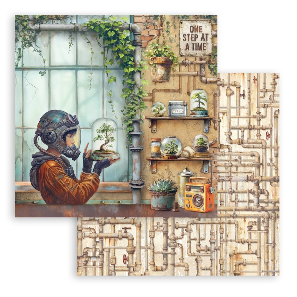 Stamperia Scrapbooking Double face sheet - A new Beginning terrarium