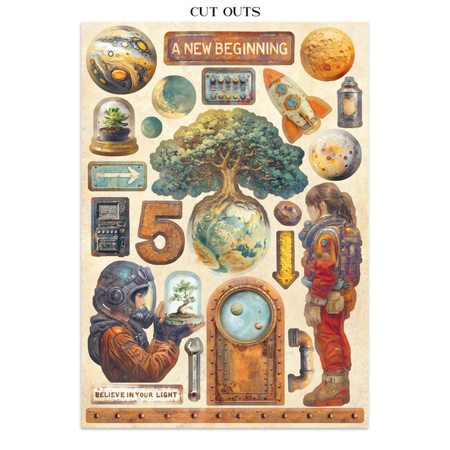 Stamperia Junk journal stickers, cut-outs, backgrounds - A new Beginning