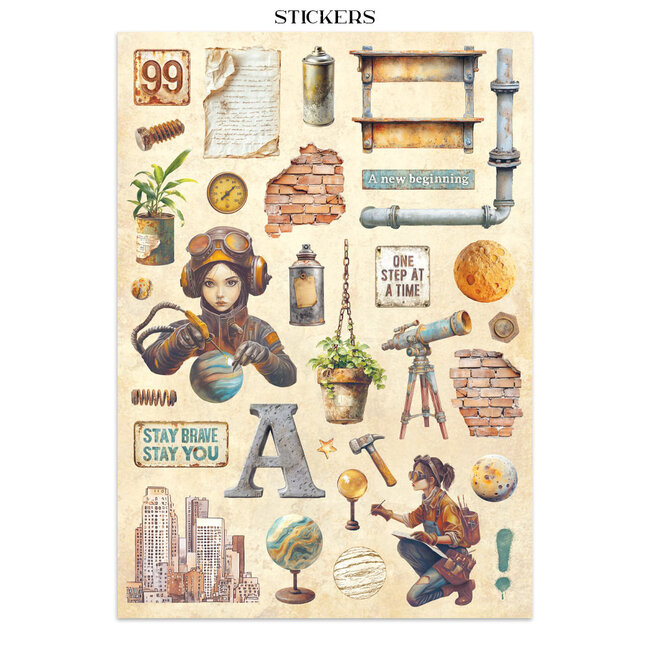 Stamperia Junk journal stickers, cut-outs, backgrounds - A new Beginning