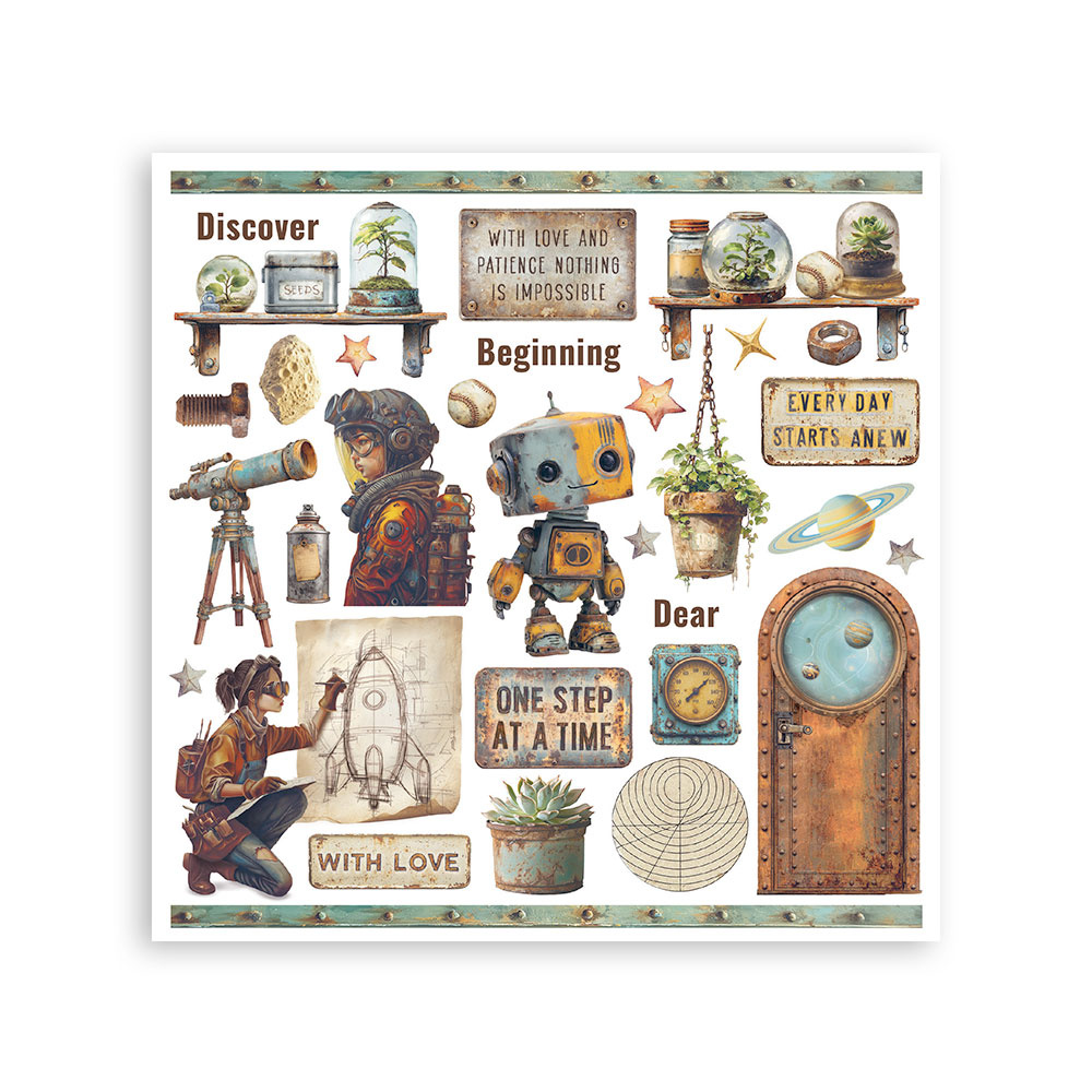 Stamperia Rub on kit cm 15,5x15,5 - 6 pages  A new Beginning