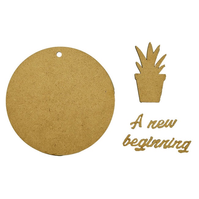 Stamperia Crafty shapes: A new Beginning round tag with plant