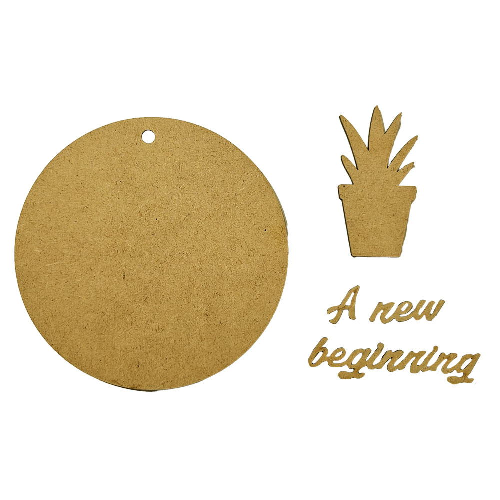 Stamperia Crafty shapes: A new Beginning round tag with plant