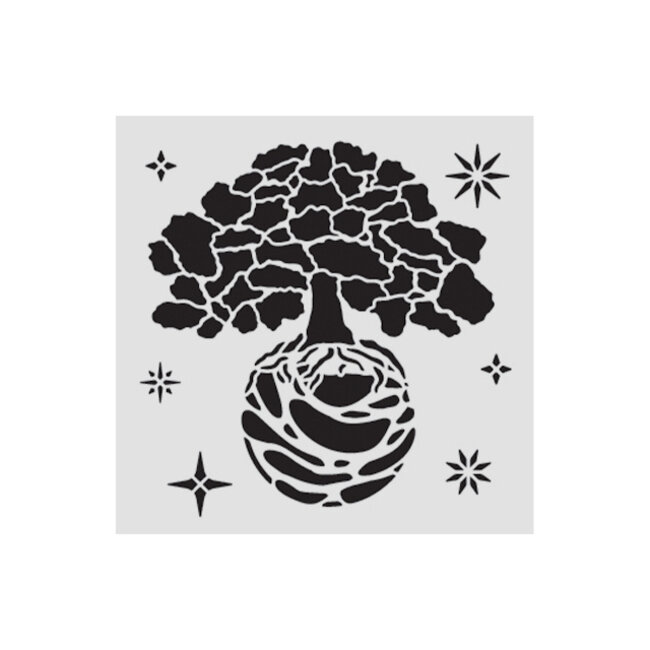 Stamperia Thick stencil cm 12X12 - A new Beginning The World Tree