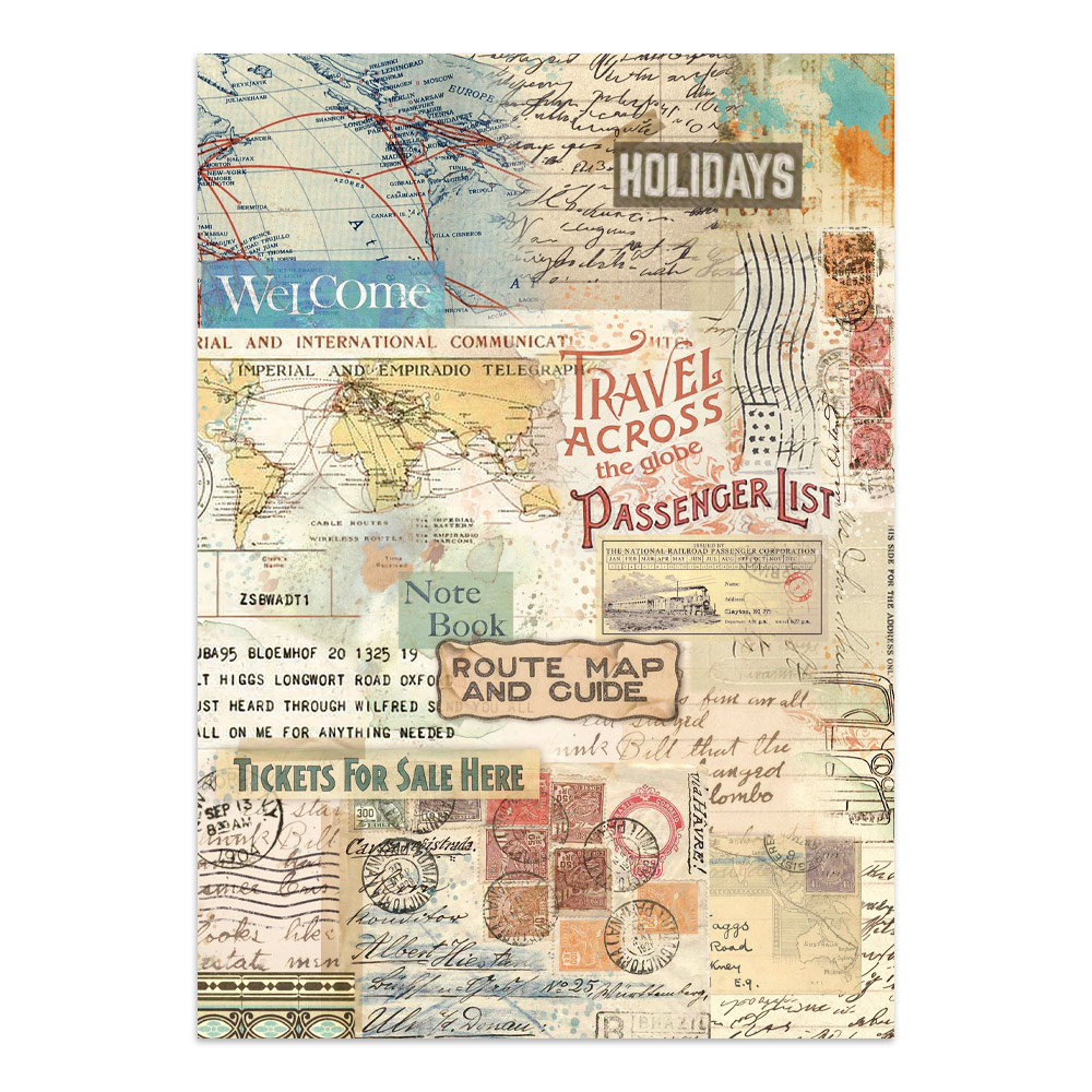 Stamperia Junk journal stickers, cut-outs, backgrounds - Art of Travelling