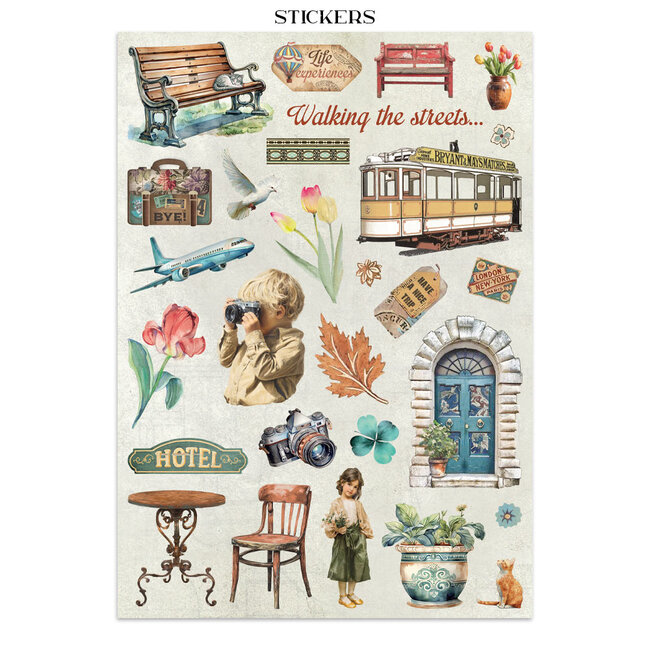 Stamperia Junk journal stickers, cut-outs, backgrounds - Art of Travelling