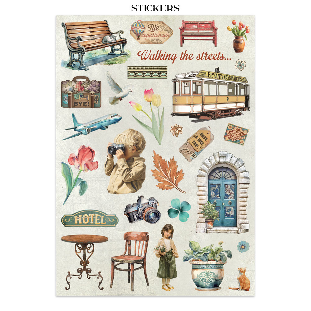 Stamperia Junk journal stickers, cut-outs, backgrounds - Art of Travelling