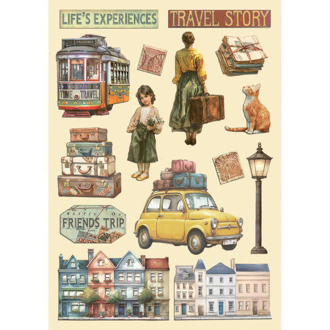 Stamperia Colored Wooden shape A5 - Art of Travelling