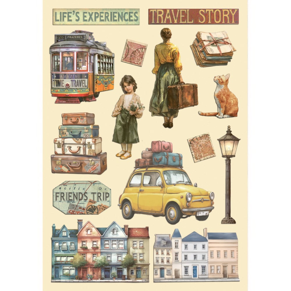 Stamperia Colored Wooden shape A5 - Art of Travelling